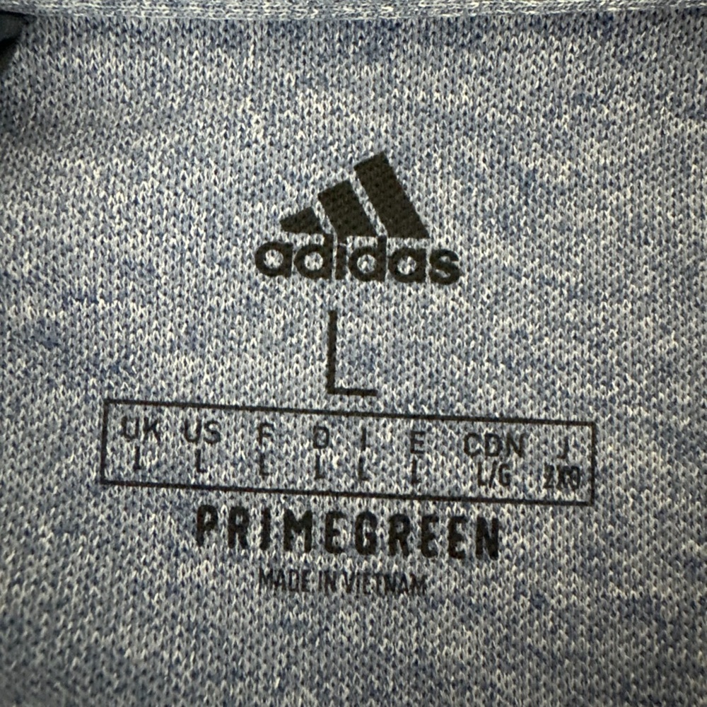 Adidas Polo Shirt Mens Large Gray blue Collared Prime Green Performance (886) - Picture 7 of 12